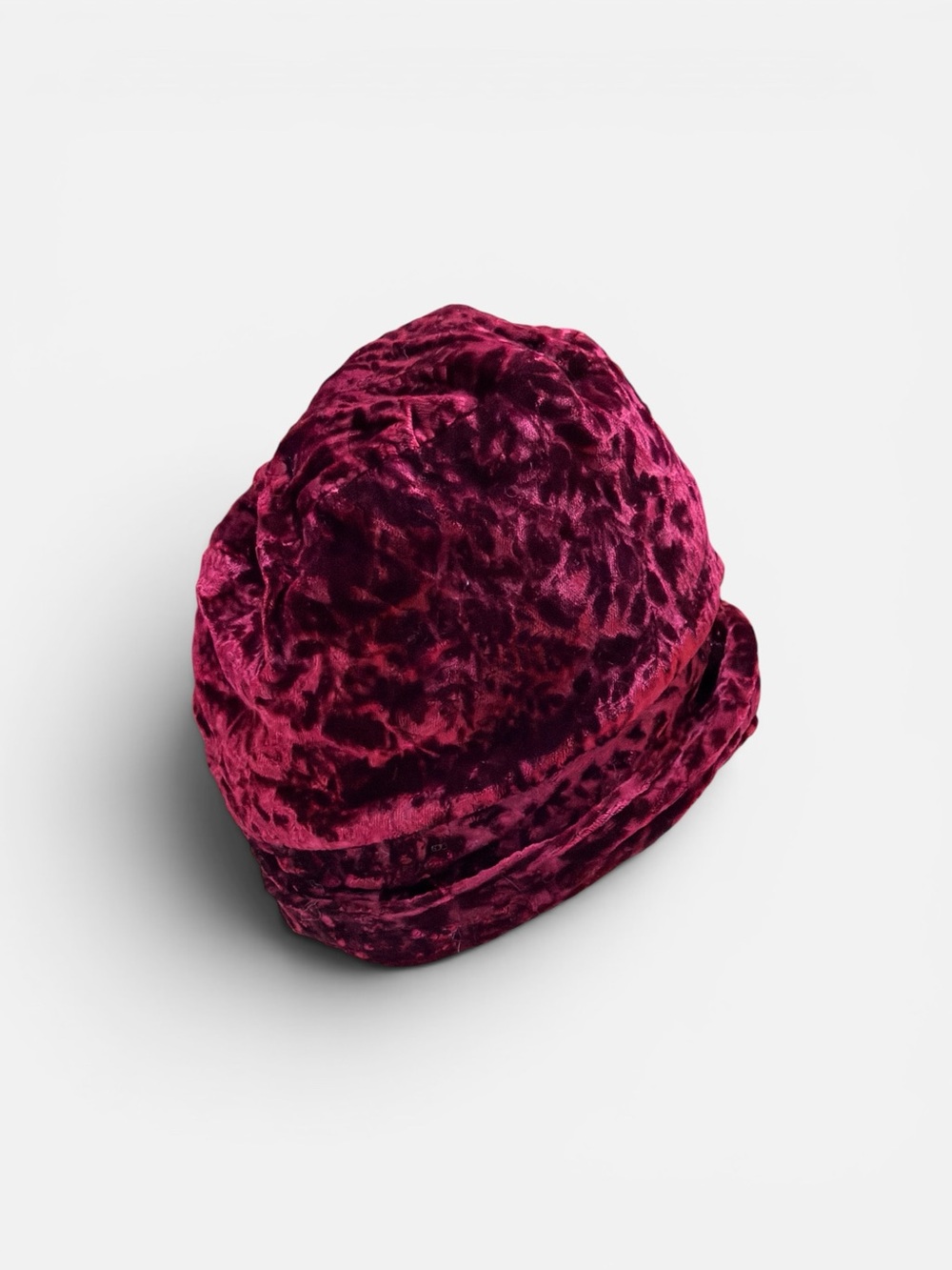 Velvet Beanie Hat - Burgundy